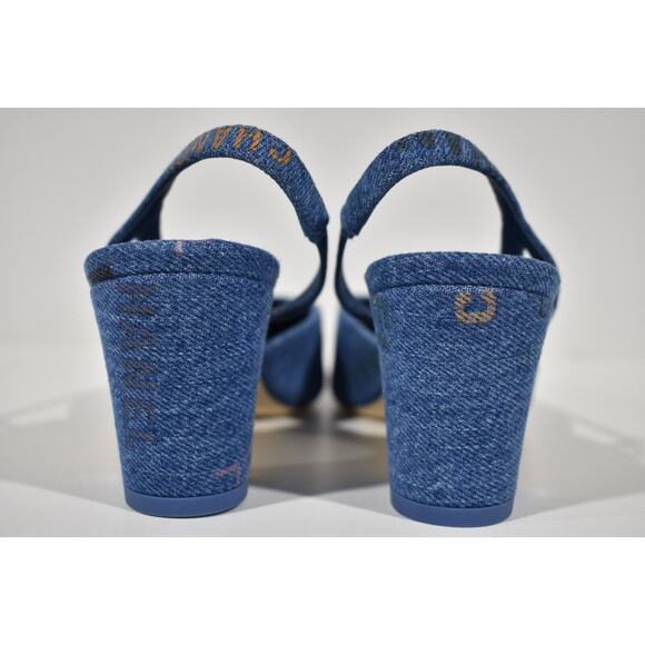 Chanel 22P Mademoiselle Coco Sling Light Blue Denim Slingback Sandal Heel 41.5 - Picture 9 of 10